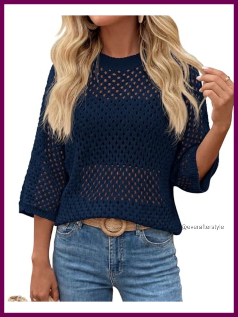 Crochet Top Short Sleeve Beach Sweater Coverup Cotton